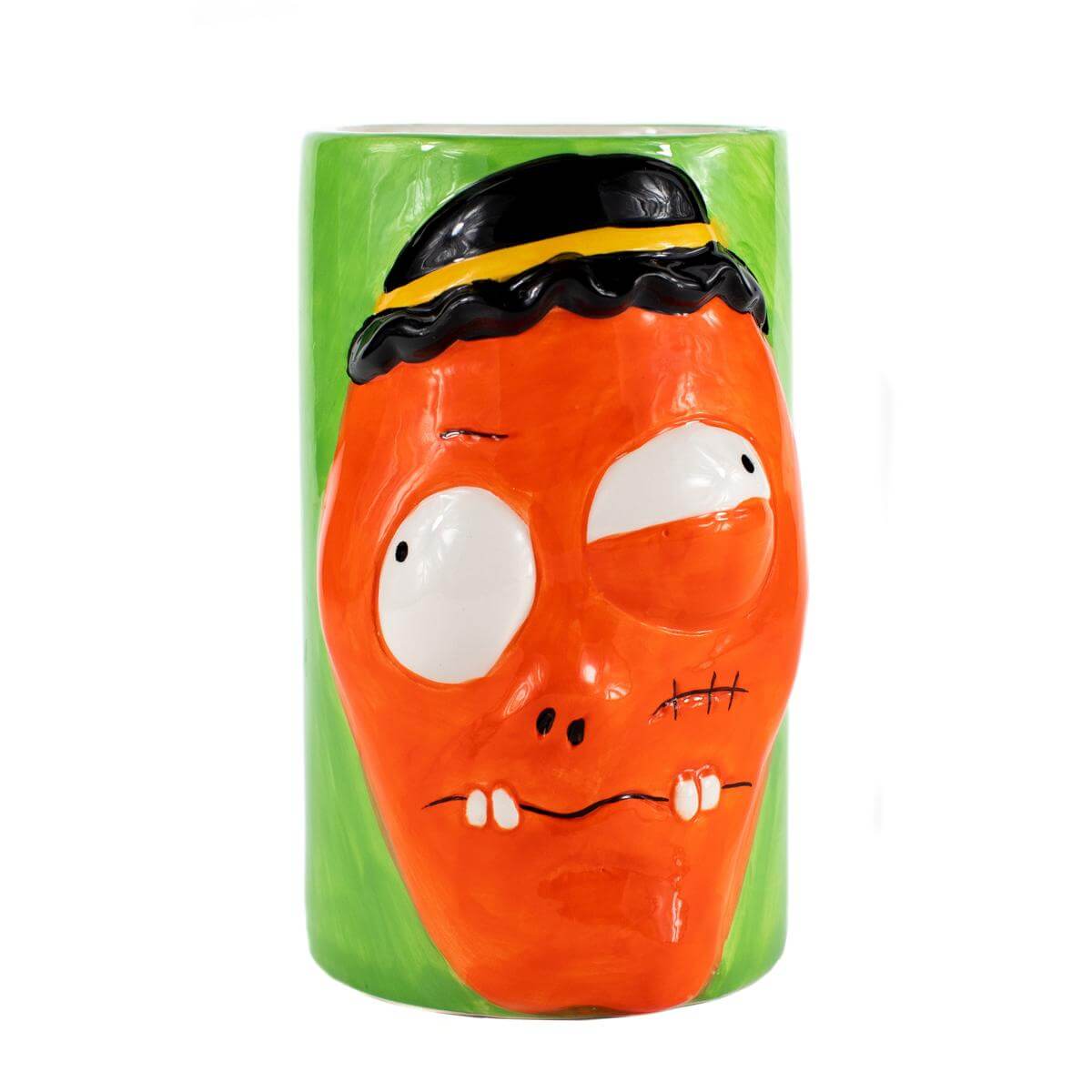 The Ceramic Monster Face Candle – Orange is a quirky ceramic candle shaped like a cartoon mug with crooked teeth, exaggerated eyes, a black hat, and green accents—perfect for adding spooky Halloween vibes to any space.