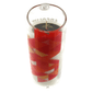 The Recycled Ruby Vodka Candle by Custom Candle Co. is a hand-poured white soy candle in a glass vessel featuring a red and orange geometric label, with a single wick visible at the top.
