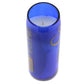 A Recycled Still Natural Spring Water Candle - Diagonal Cut, set in a white, blue glass container and crafted with natural coconut-apricot wax, viewed from above at an angle.