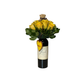 The "Wine and Flowers" gift features a Josh Cabernet bottle filled with yellow roses, greenery, a small teddy bear, and a heart tag reading "SWEET"—a unique romantic gesture or charming Valentine’s Day arrangement.