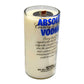 The Recycled Blue Letter Vodka Candle is a white soy candle with a wooden wick in a glass container made from a recycled vodka bottle, finished with stylish blue printed text for an eco-friendly touch.