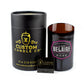 The Recycled Rare Rosé Champagne Candle, labeled "Luc Belaire Rare Rosé," sits beside a black Custom Candle Co. box and a small black matchbox, showcasing this unique upcycled candle.