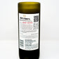 A Recycled Cabernet Sauvignon 2022 Wine Candle features a green bottle with a detailed label, QR code, and product info, set against a white background—ideal for wine lovers or pairing with natural décor.