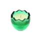 The Green Glass Easter Egg features an all-natural white, egg-shaped candle in a round green glass holder with a wavy rim, viewed from above on a white background—perfect for filling your space with gentle peeps fragrance.