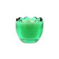 The Green Glass Easter Egg features a green glass candle holder with a wavy rim and an egg-shaped all-natural wax candle inside, displayed against a plain white background.