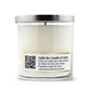 The Musical Love Candle – Amber Romance is a white scented candle in a glass jar with a silver lid, featuring a QR code on the label to scan for a love song playlist—ideal for Valentine’s Day and part of the Musical Love Candles collection.