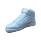 The AJ-1 Baby Blue Sneaker Candle – Large (On Backorder) is a hand-poured candle in light blue, shaped like a Nike-inspired high-top shoe and displayed on a white background.