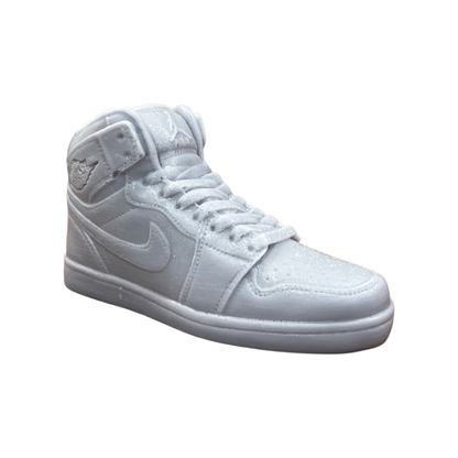 The AJ-1 Gray Sneaker Candle – Large (On Backorder) is a hand-poured candle modeled after a high-top sneaker, photographed beautifully on a plain white background.