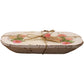 The Pink Floral Wood Candle—Floral Scented—features a whitewashed wooden tray with pink floral designs, distressed edges, and a twine bow with a brown tag, making it a charming rustic centerpiece for your home.