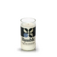 The Recycled Sparkling Water Candle is poured into an empty Bimble glass with black and white branding—a unique, eco-friendly candle perfect for any space.