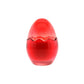 The Red Glass Easter Egg is a red, egg-shaped glass candle with a zigzag pattern around its widest part, made from natural wax and shown from the front against a white background.