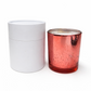 White Box and Red Mercury Glass Candle with a bamboo lid on a white background