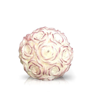 The Pink Shimmer - White Rose Candle is a hand-poured candle shaped like a flower, featuring elegant white and pink hues.