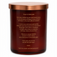 Candle with a copper lid and text on a white background