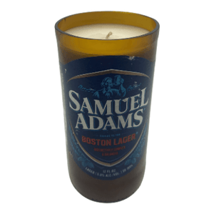 The Recycled Boston Beer Candle is hand-poured in a repurposed Samuel Adams Boston Lager bottle, original label intact—a distinctive, eco-friendly candle that adds character and style to any room.