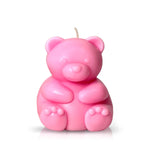 The Teddy Bear Pink Chubby Candle features a cute teddy bear shape with visible ears, paws, and a wick on top—perfect for adding adorable charm to your home décor. Displayed against a white background.