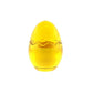 The Yellow Glass Easter Egg w/ Yoke is an egg-shaped yellow glass paperweight with a wavy line around its middle, reminiscent of an Easter egg candle, displayed against a white background.
