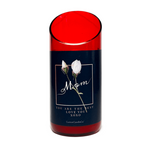 The "Mom You're the Best" Candle is a custom red glass candle holder featuring a floral design and the words “Mom, You are the best, love you XOXO” printed on the front.