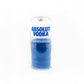 A Recycled Blue Letter Vodka Candle made from a repurposed vodka bottle, featuring blue liquid and the Absolut Vodka logo in blue text on clear glass—an eco-friendly, stylish addition to your décor.