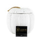 The White Cement Pumpkin Candle features a rope handle and Custom Candle Co label, adding charm to any space.
