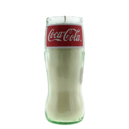 The Recycled Soda Bottle Candle is a hand-poured soy candle set in a glass Coca-Cola bottle with a red label—an eye-catching, eco-friendly accent for any space.