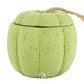 The Green Cement Pumpkin Candle features a pumpkin-shaped green cement container with a lid and a short rope handle, shown on a white background.