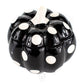 The Ceramic Mini Polka Black Pumpkin Candle features a black ceramic design with a white stem and large white polka dots—ideal for holding your favorite soy or scented candle.